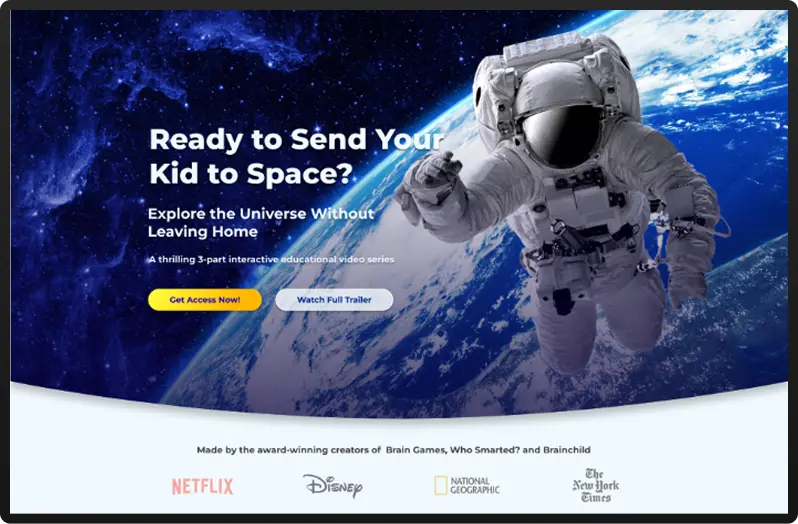 Preview of the PPC landing page for a children's podcast project